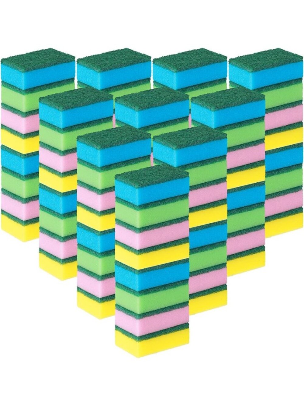 Multicolor Dual-Sided Dish Sponges - Non-Scratch, Absorbent Cleaning Pads (100